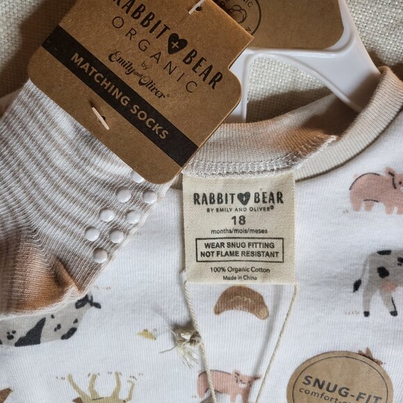 Rabbit + Bear 3 Piece 18M Boy’s Long Sleeve Shirt & Pants & Socks - New - Picture 4 of 5